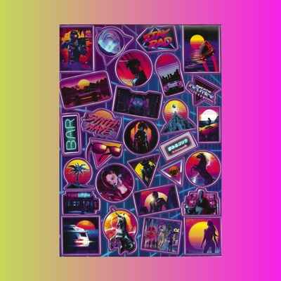 Стикерпак: неоновый Киберпанк, А4