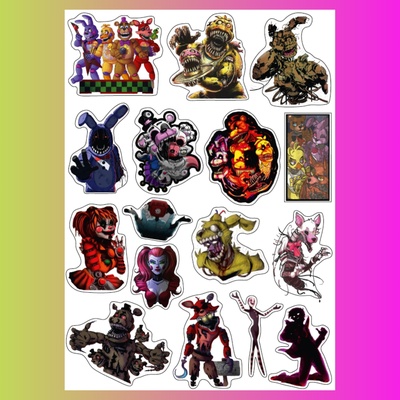 Стикерпак Пять ночей с Фредди, белый фон, А4