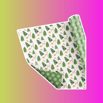 Бумага упаковочная глянцевая «Новогодний лес»