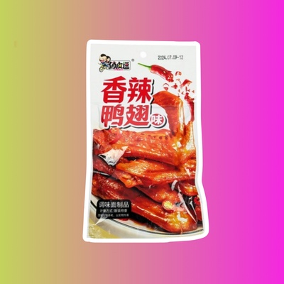 Острая соевая закуска Qiao Pi Dou со вкусом утиных крылышек в медовом соусе 20гр
