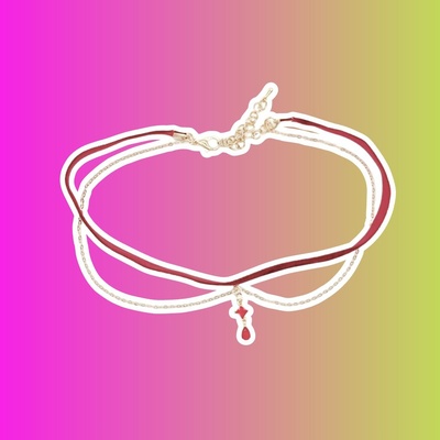 Чокер красный с камнем