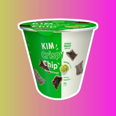 Хрустящие рисовые чипсы из морской капусты со вкусом васаби KIM Crispy Chip, 30 гр