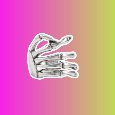 Кафф "Кисть скелета" серебристый