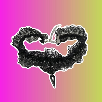 Готический кружевной чокер с крестом с крыльями