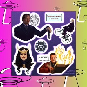 Авторский стикерпак Stickerpachechnaya x Amfybrahy. Мастер и Маргарита