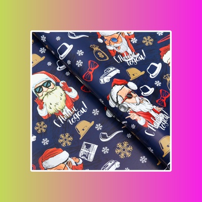 Бумага упаковочная глянцевая "Кайфуша Санта"