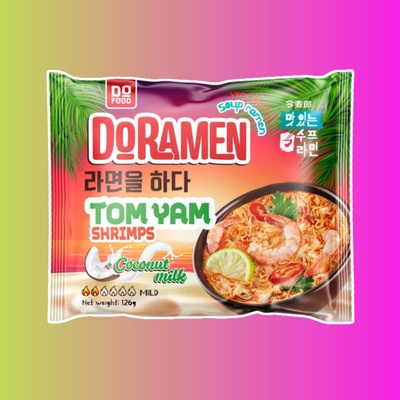 Лапша б/п DO Ramen TOM YAM Shrimps, Рамен с кокосовым молоком и со вкусом Том Яма и креветок, 126 гр