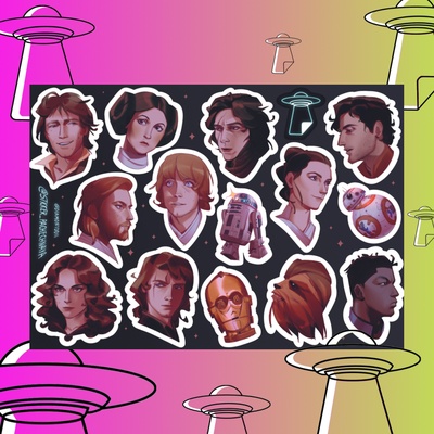 Авторский стикерпак Stickerpachechnaya x DiamontDoll. Star Wars