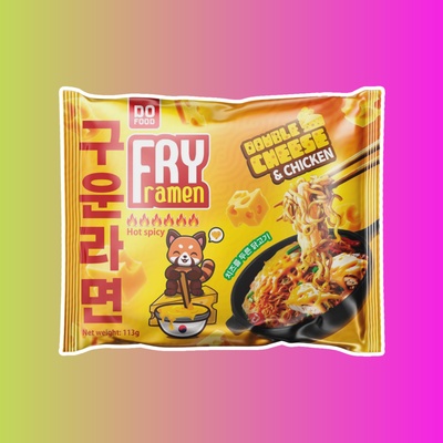 Лапша бп FRY Ramen Double cheese with chicken со вкусом курицы и двойным сыром, 113 гр