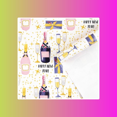 Бумага упаковочная глянцевая «Новогодние бокалы»