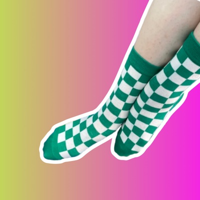 Носки бело-зелёные в клетку