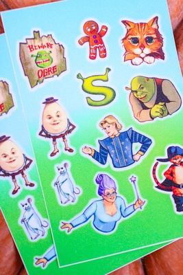 Авторский стикерпак Stickerpachechnaya x Amfybrahy. Шрек