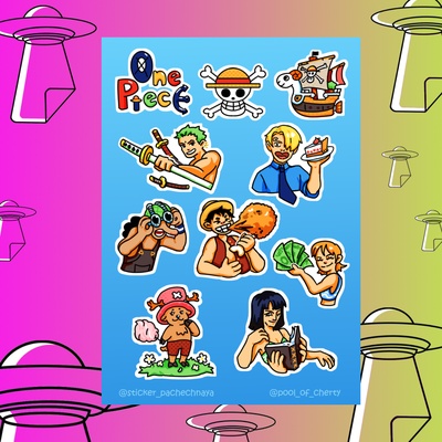 Авторский стикерпак Stickerpachechnaya x Pool_of_cherty. One Piece
