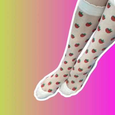 Чулки "Лолита" с клубникой 