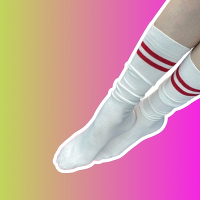 Чулки белые с красными полосками