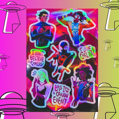 Авторский стикерпак Stickerpachechnaya x DiamontDoll. Spider-Man: Across the Spider-Verse
