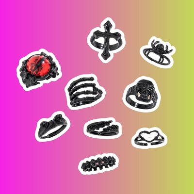 Набор колец черный "Хеллоуин"