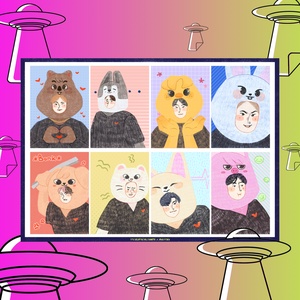 Авторский стикерпак из коллаборации Stickerpachechnaya x mugtoku. Stray Kids