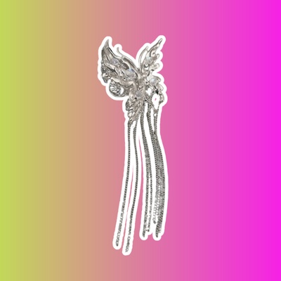 Крабик для волос "Бабочка" с подвесками лунный камень