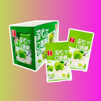 Жевательные конфеты с жидким центром Flowing со вкусом зеленого яблока, 20 гр