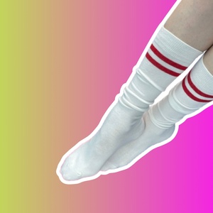 Чулки белые с красными полосками