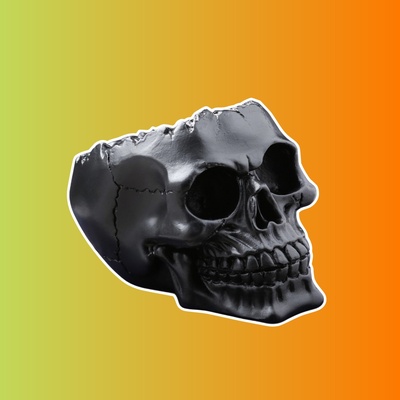 Свеча ароматическая в бетоне "Черный череп"