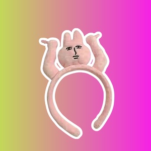 Ободок с розовым кроликом с зажимами