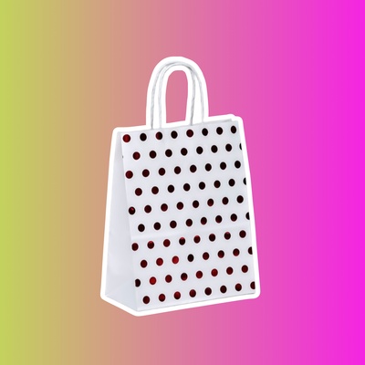 Пакет крафт с красным тиснением, круглая ручка, белый